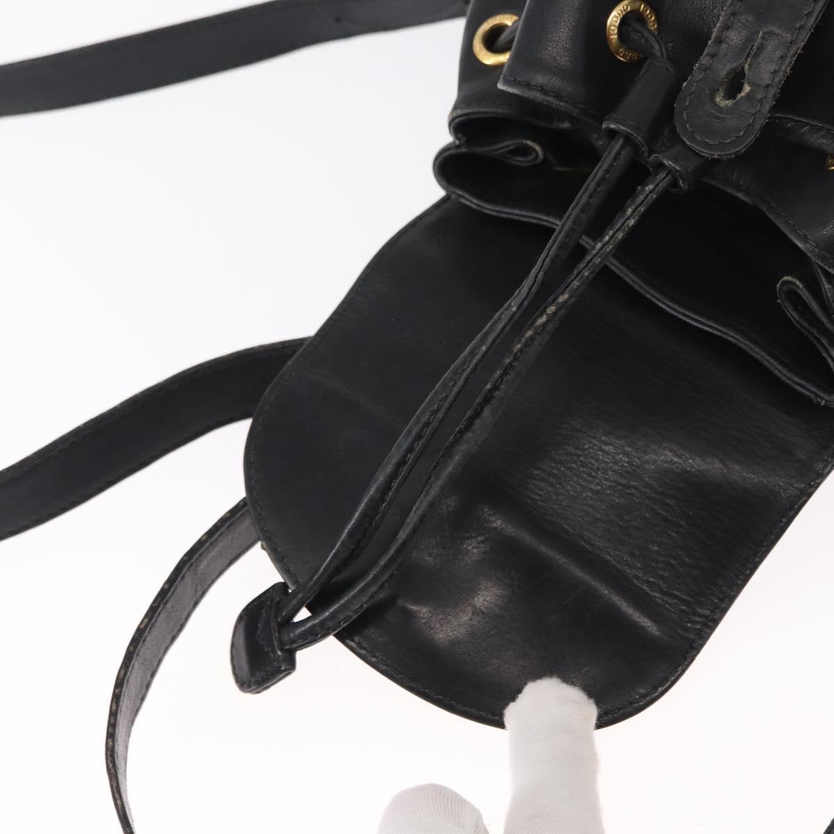 GUCCI Bamboo Backpack Leather Black Gold 003 2058 0030 Auth 151518