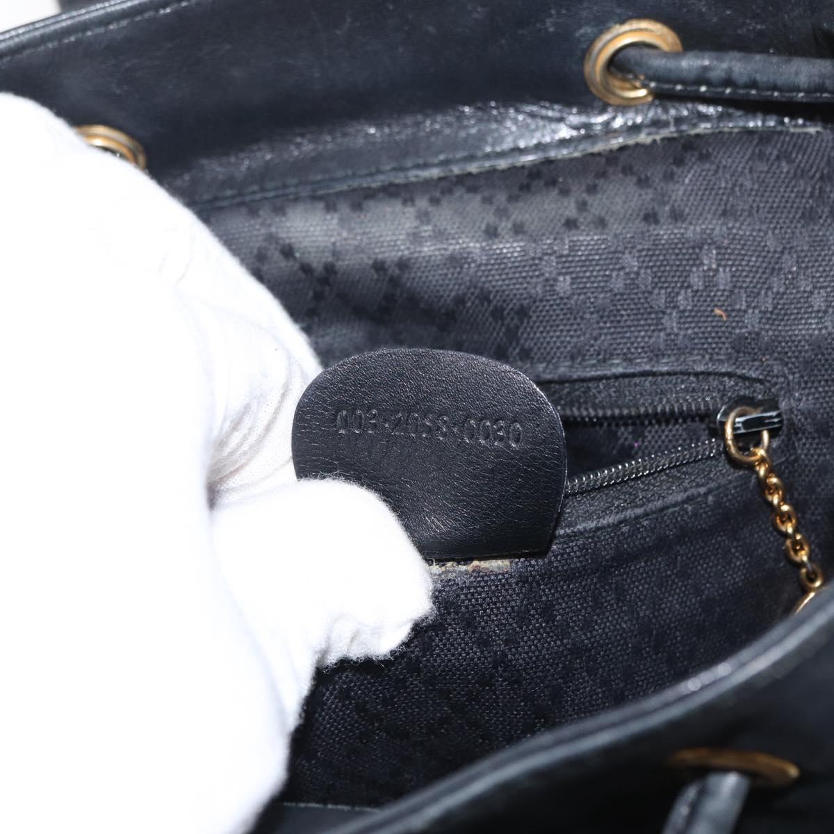 GUCCI Bamboo Backpack Leather Black Gold 003 2058 0030 Auth 151518