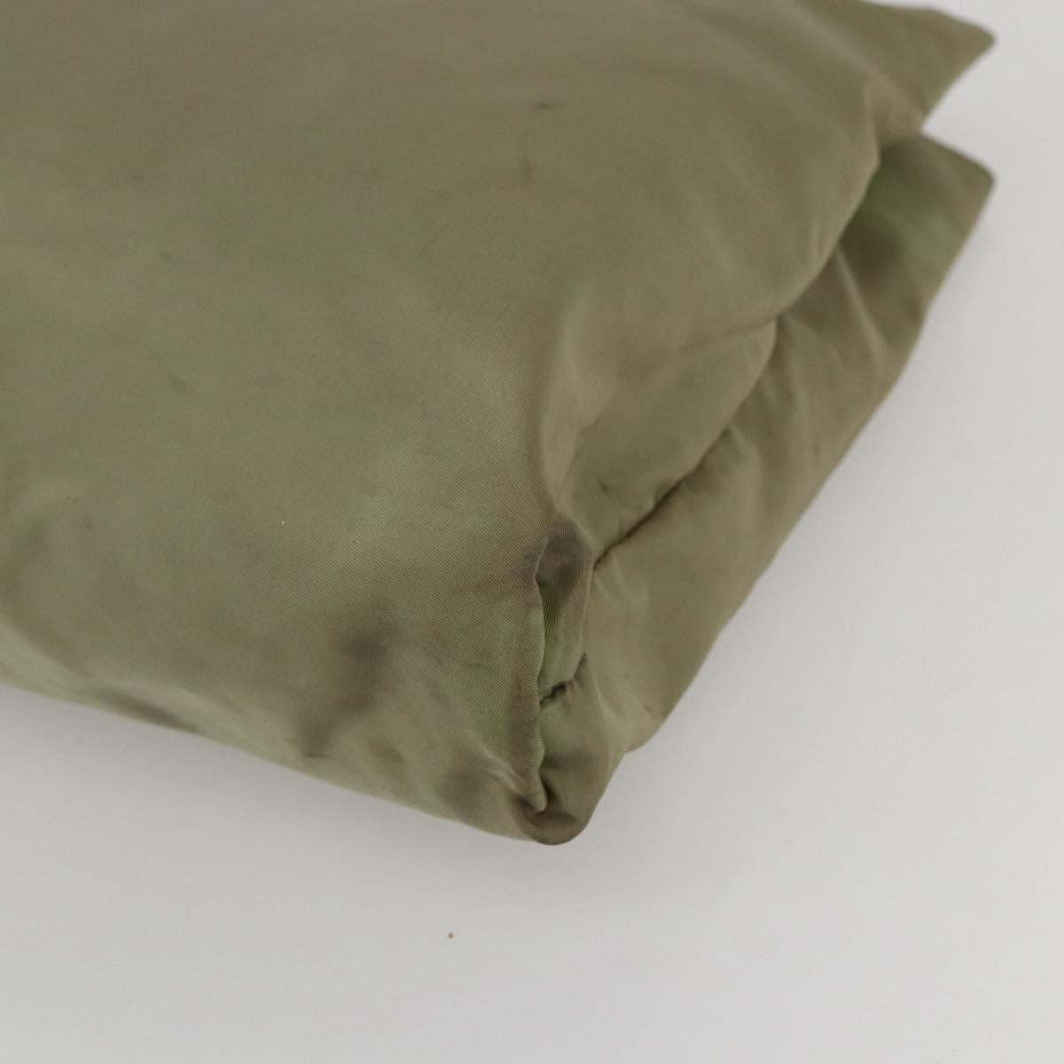 PRADA Tote Bag Nylon Beige Silver Auth 151519