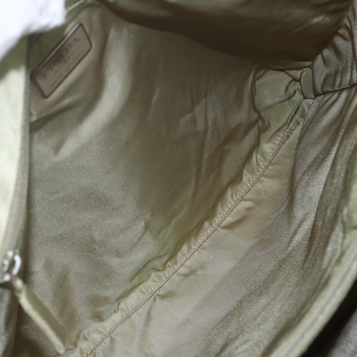 PRADA Tote Bag Nylon Beige Silver Auth 151519