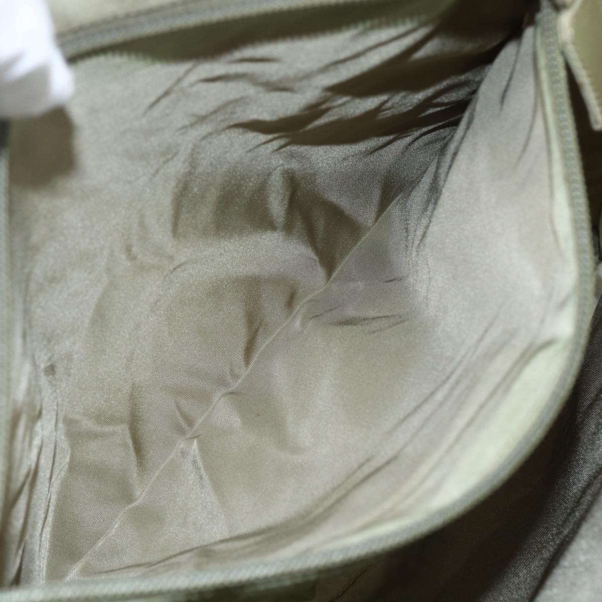 PRADA Tote Bag Nylon Beige Silver Auth 151519