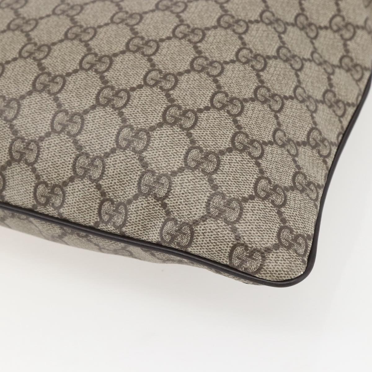 GUCCI GG Supreme Shoulder Bag PVC Beige Silver Auth 151520
