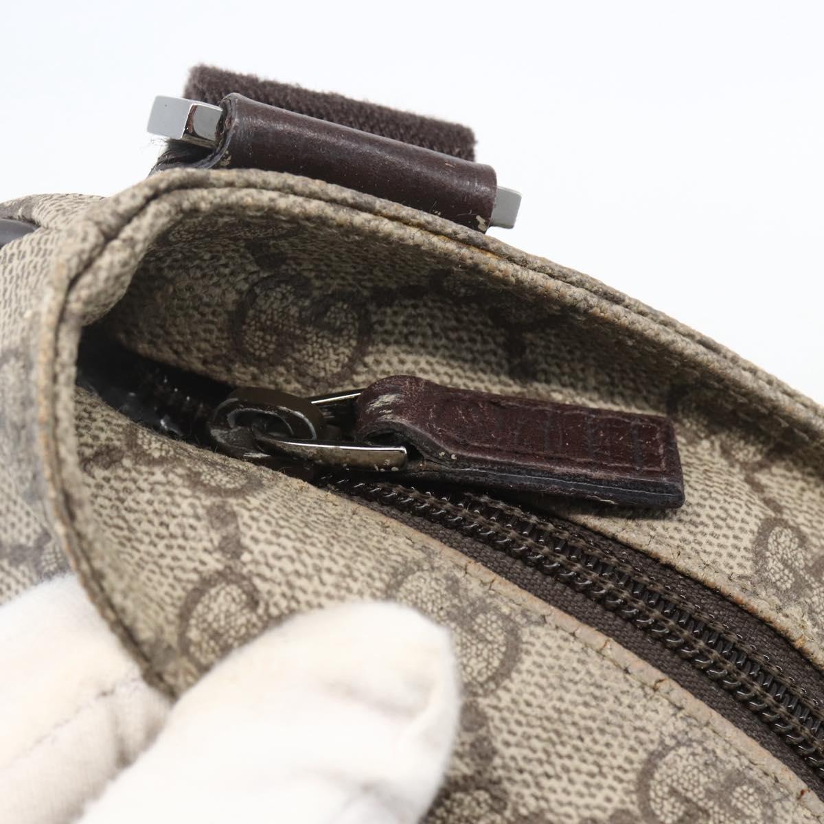 GUCCI GG Supreme Shoulder Bag PVC Beige Silver Auth 151520