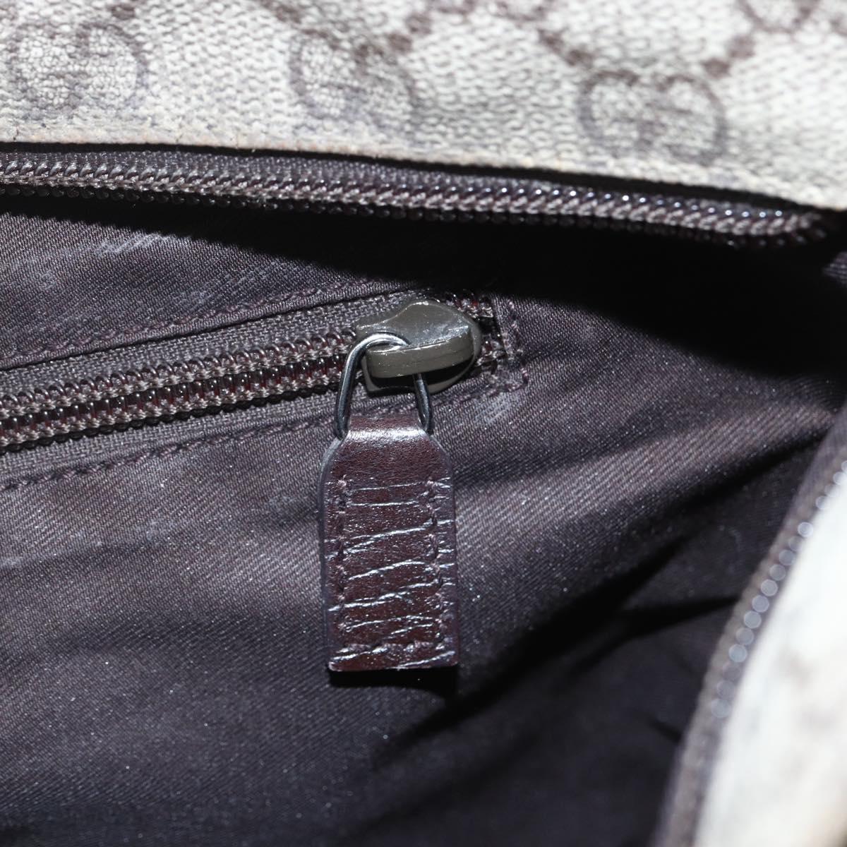 GUCCI GG Supreme Shoulder Bag PVC Beige Silver Auth 151520