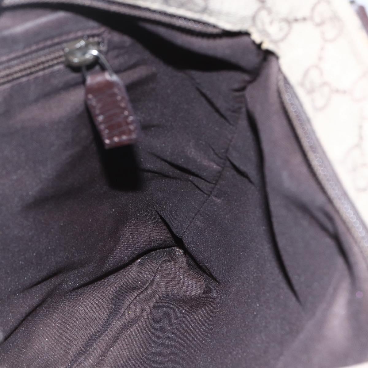 GUCCI GG Supreme Shoulder Bag PVC Beige Silver Auth 151520