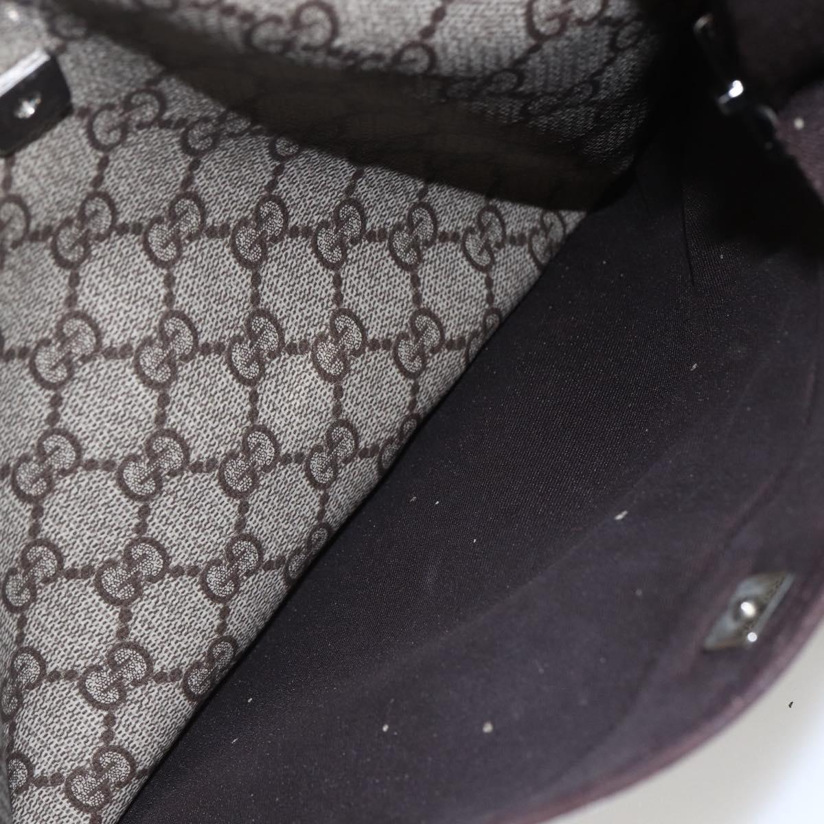 GUCCI GG Supreme Shoulder Bag PVC Beige Silver Auth 151520