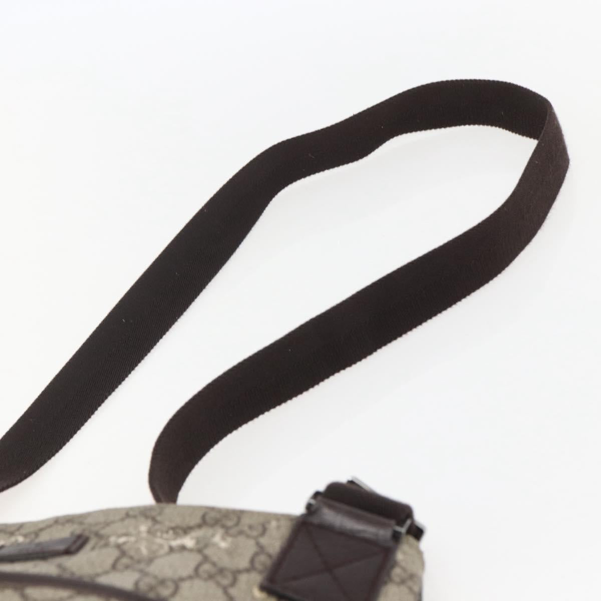 GUCCI GG Supreme Shoulder Bag PVC Beige Silver Auth 151520