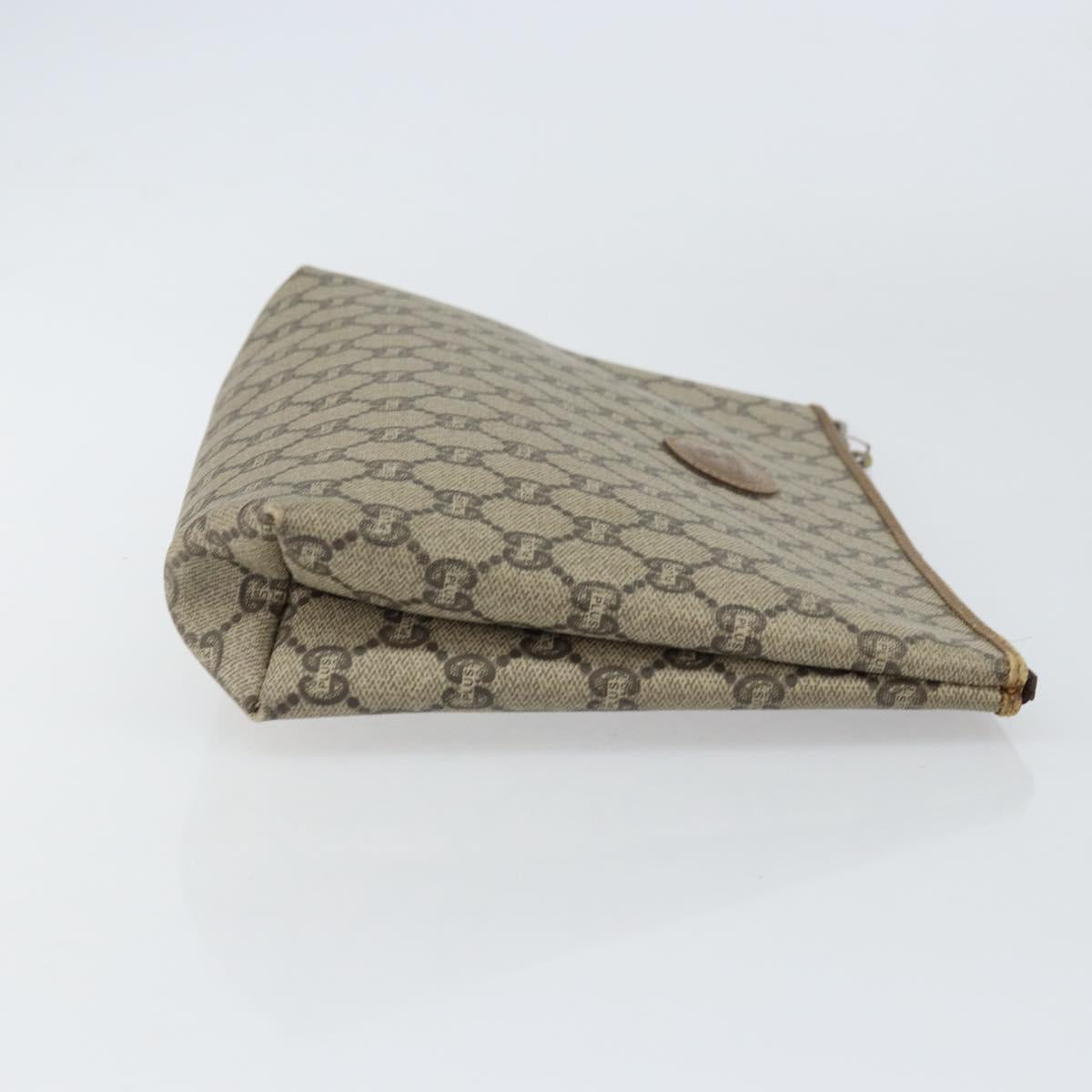 GUCCI GG Plus Supreme Clutch Bag PVC Beige Auth 151524