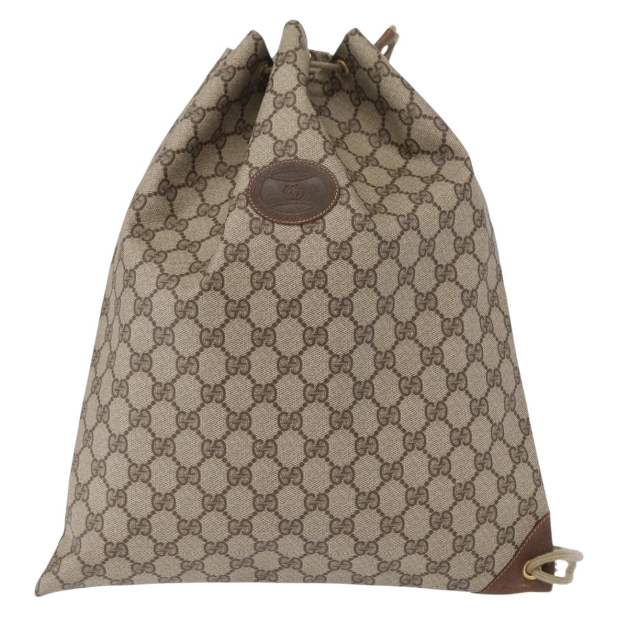 GUCCI GG Supreme Purse Shoulder Bag PVC Beige Gold 97 19 302 Auth 151526