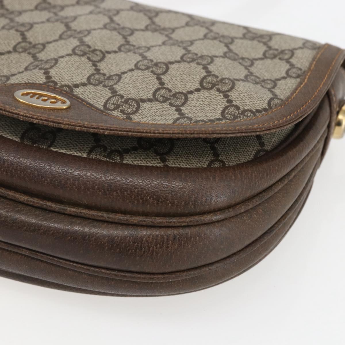 GUCCI GG Supreme Shoulder Bag PVC Beige Gold Auth 151529