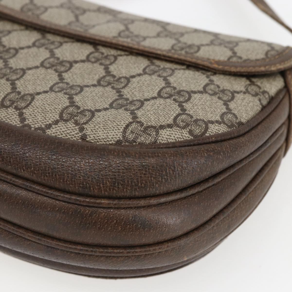 GUCCI GG Supreme Shoulder Bag PVC Beige Gold Auth 151529