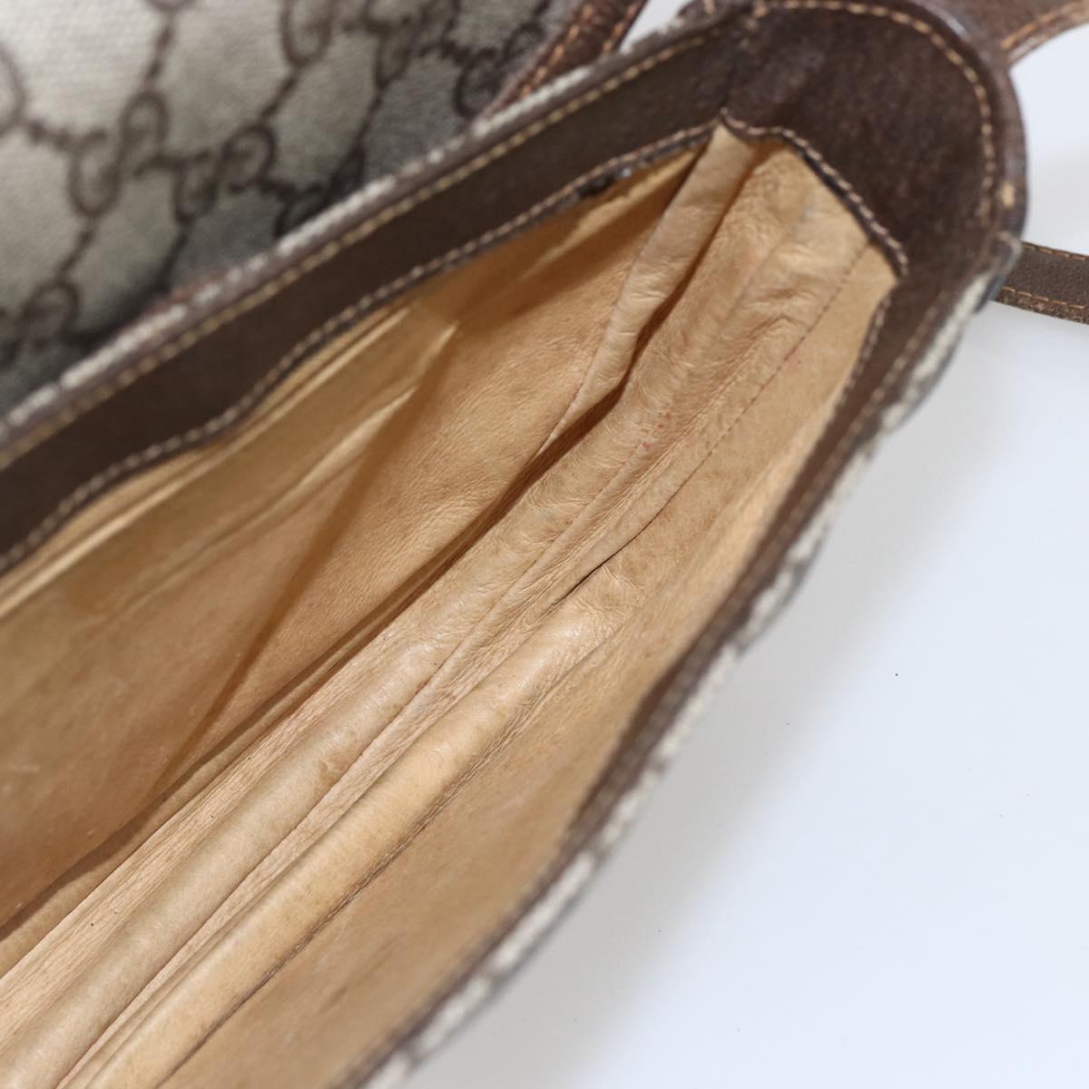 GUCCI GG Supreme Shoulder Bag PVC Beige Gold Auth 151529