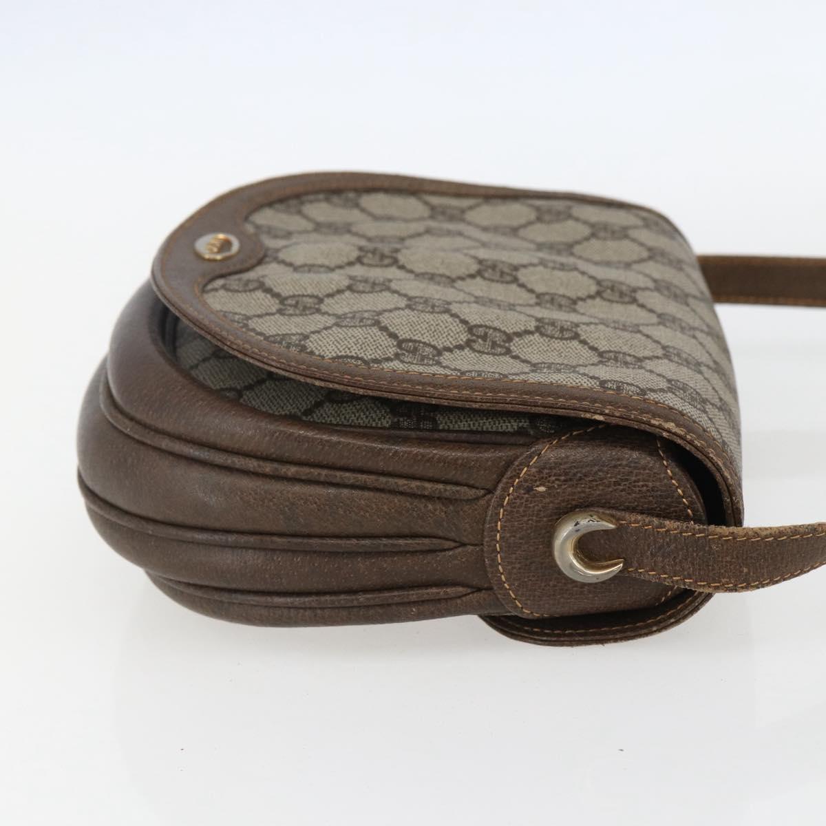 GUCCI GG Supreme Shoulder Bag PVC Beige Gold Auth 151529