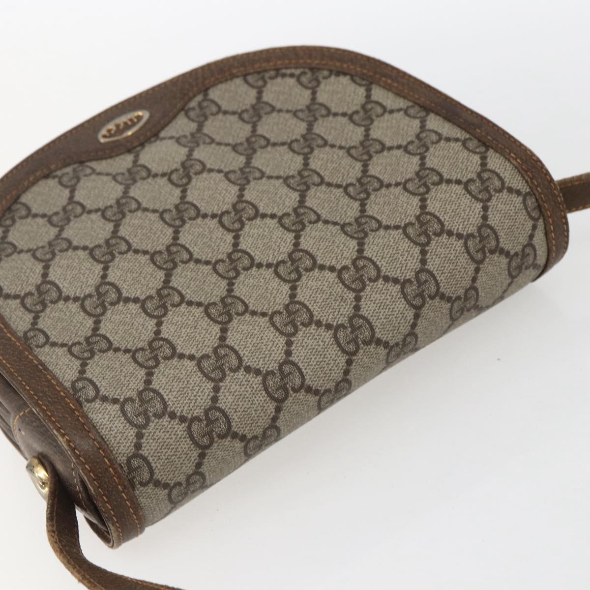 GUCCI GG Supreme Shoulder Bag PVC Beige Gold Auth 151529