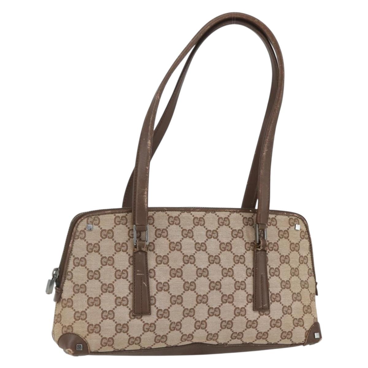 GUCCI GG Canvas Hand Bag Beige 001 4283 Auth 151530