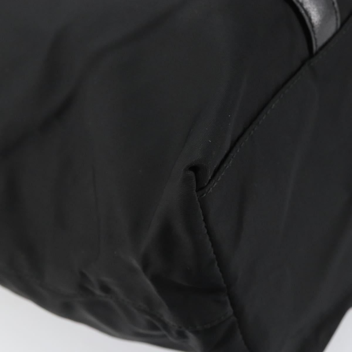 PRADA Tote Bag Nylon Black Silver Auth 151531