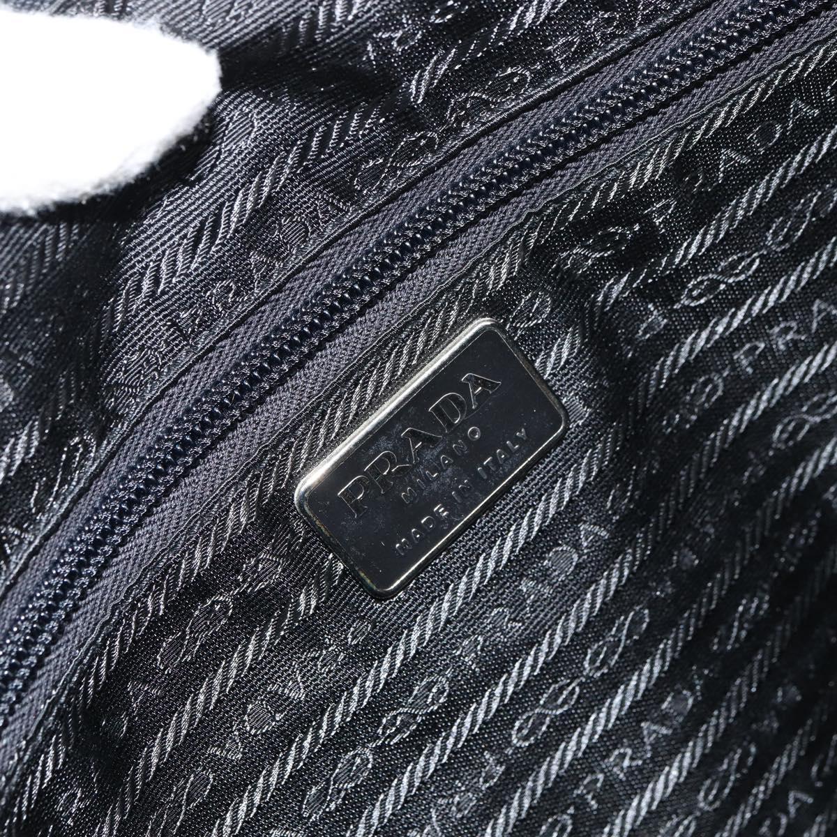 PRADA Tote Bag Nylon Black Silver Auth 151531