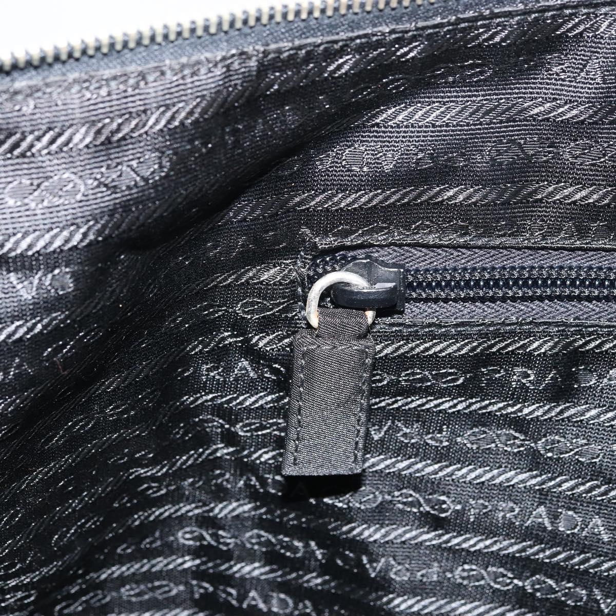 PRADA Tote Bag Nylon Black Silver Auth 151531