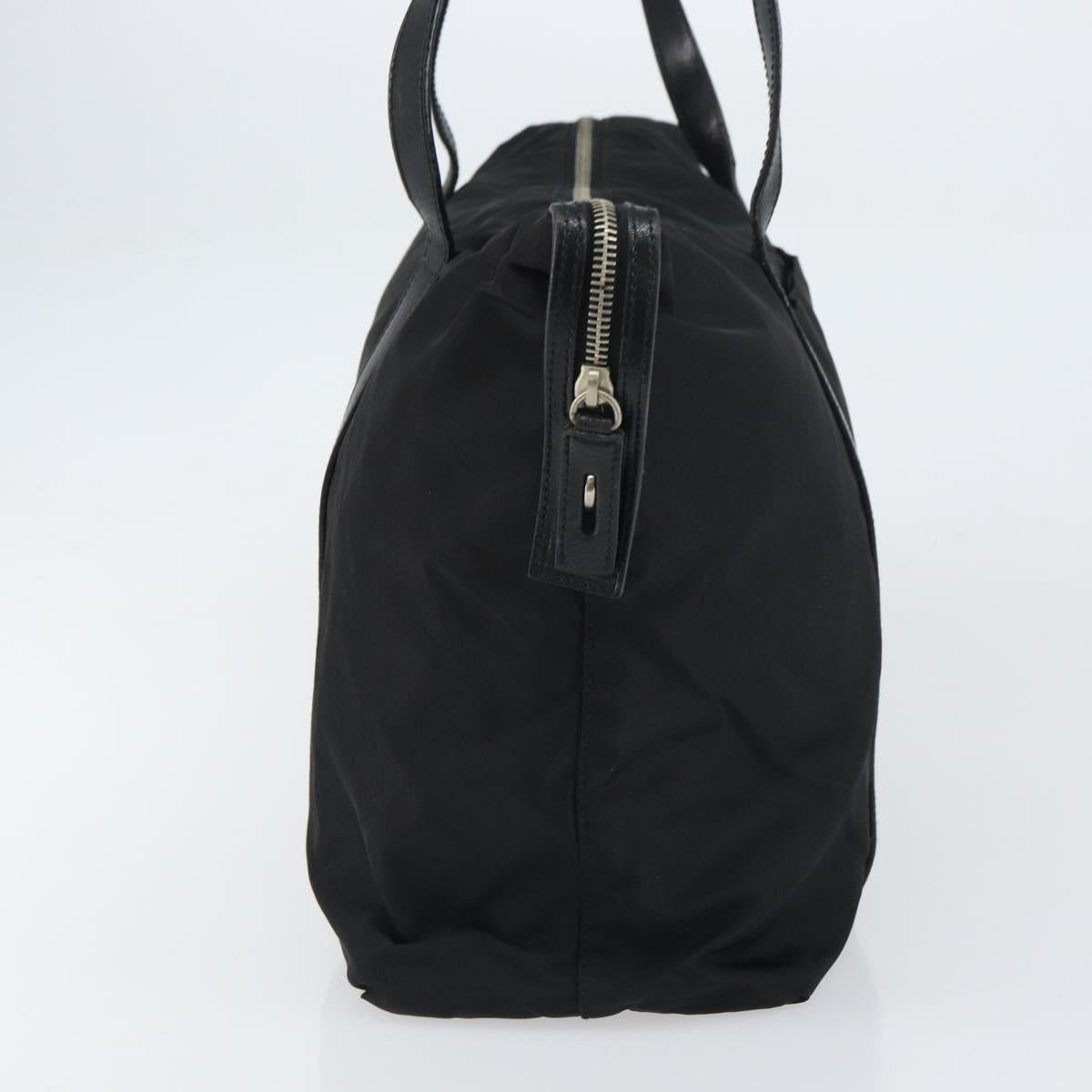 PRADA Tote Bag Nylon Black Silver Auth 151531
