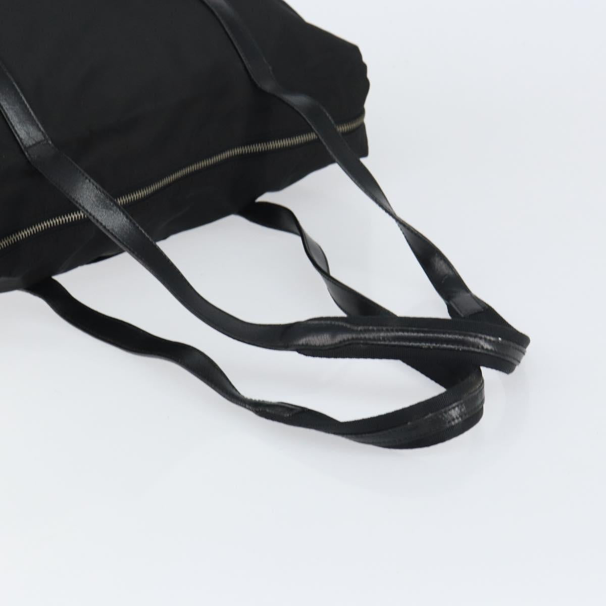 PRADA Tote Bag Nylon Black Silver Auth 151531