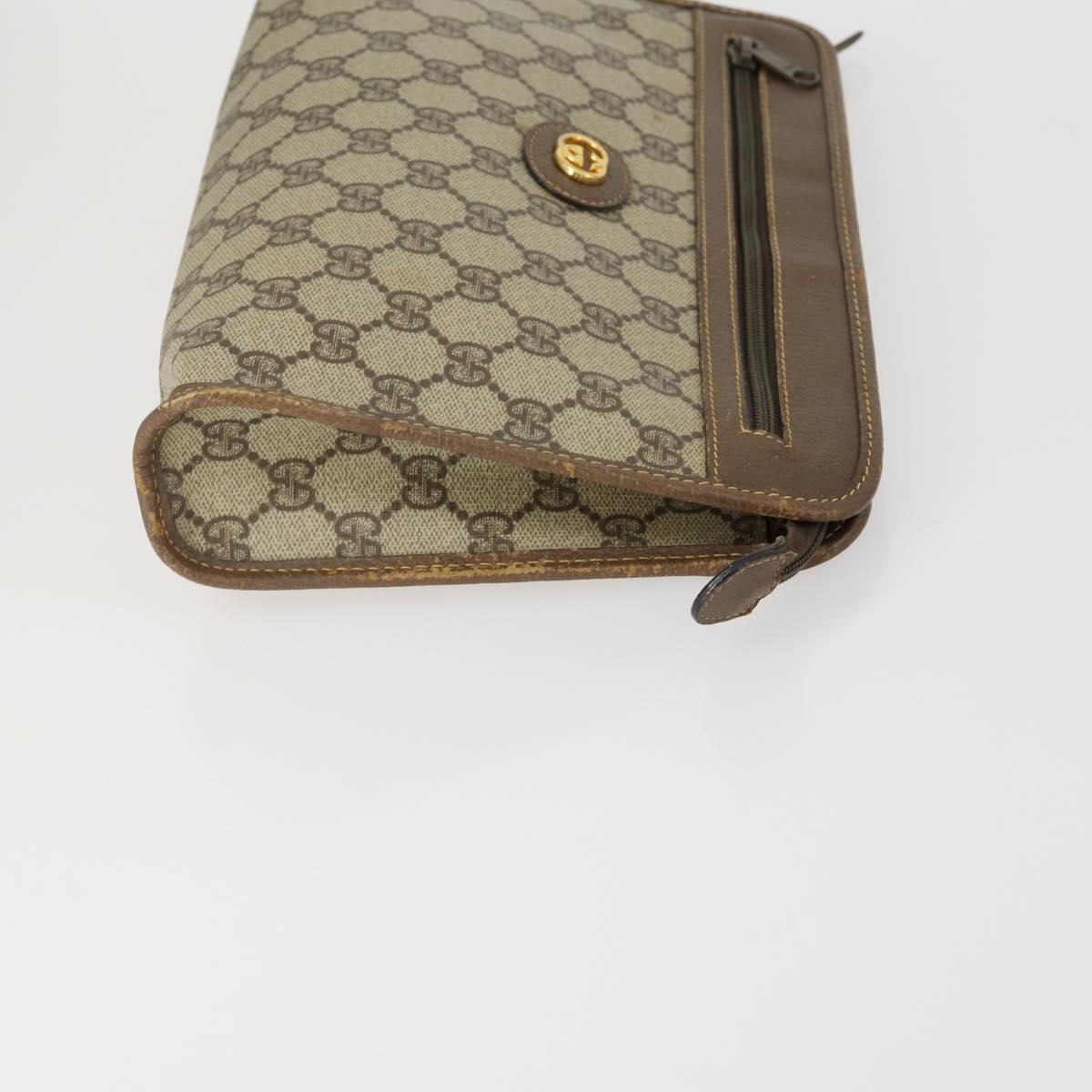 GUCCI GG Supreme Clutch Bag PVC 4 Set Beige Auth 151535
