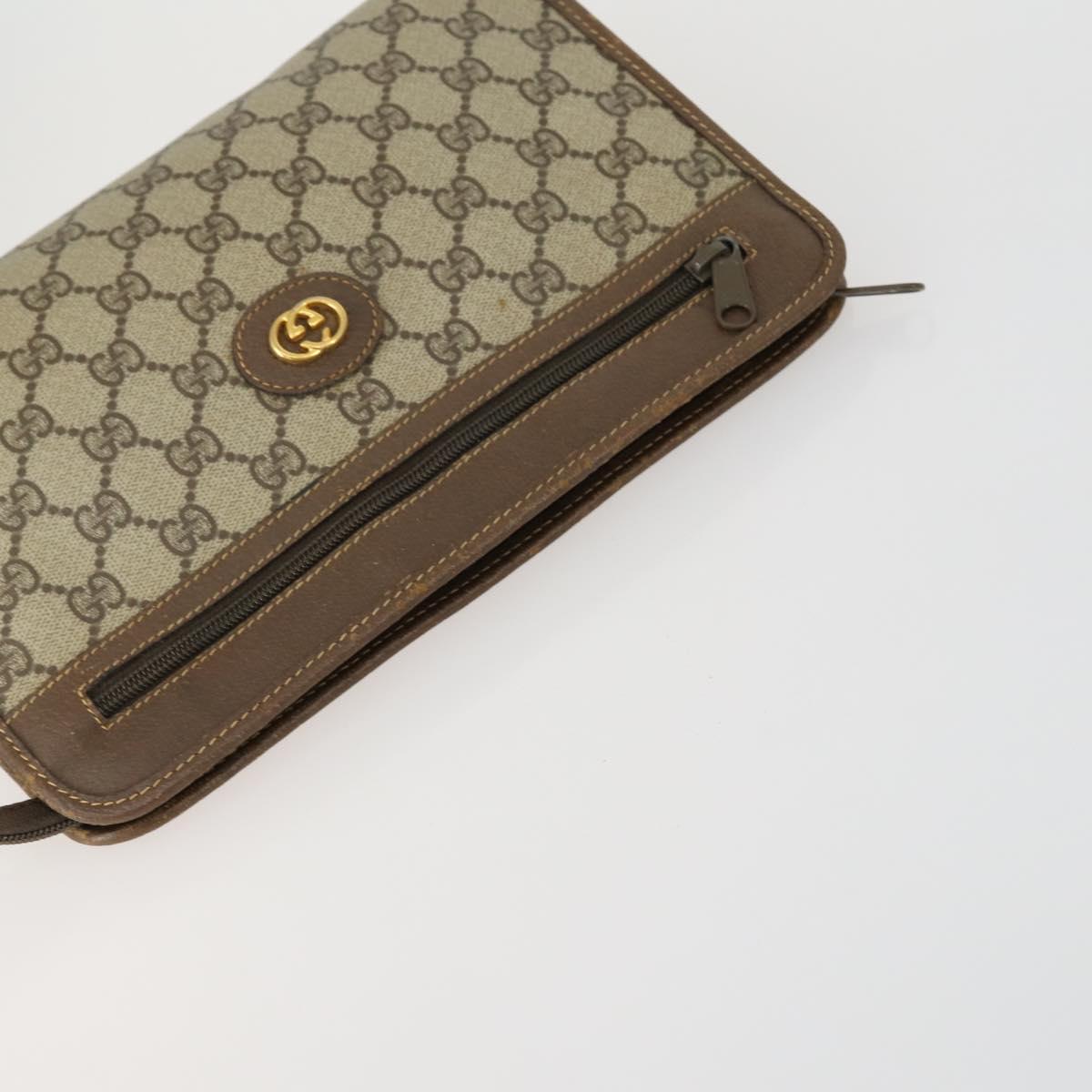 GUCCI GG Supreme Clutch Bag PVC 4 Set Beige Auth 151535