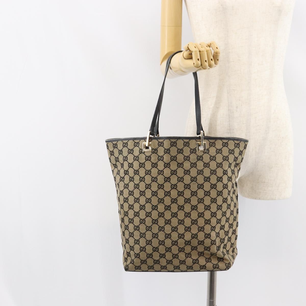 GUCCI GG Canvas Tote Bag Beige Gold 002 1098 Auth 151536