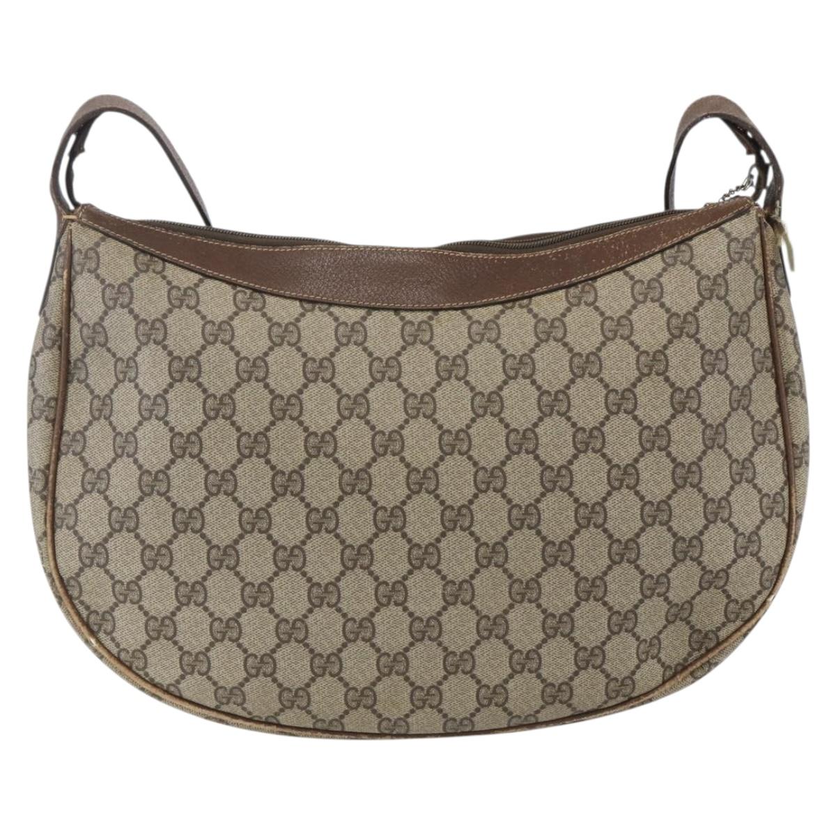 GUCCI GG Supreme Web Sherry Line Bag PVC Beige Gold 001 256 0719 Auth 151537