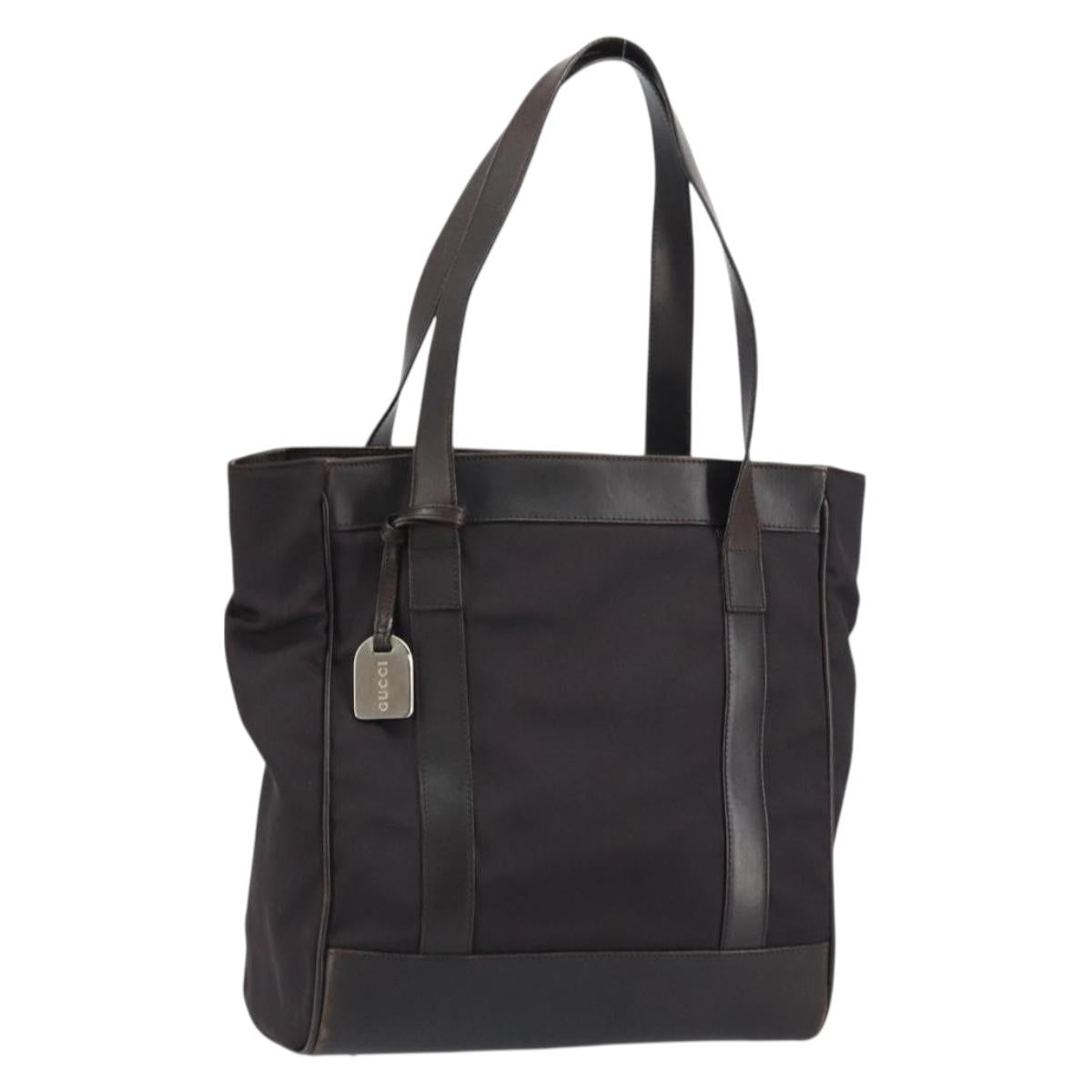 GUCCI Tote Bag Canvas Brown Silver 002 1705 0405 Auth 151538