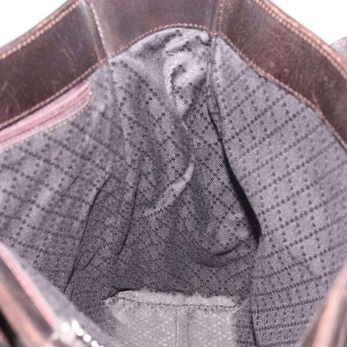 GUCCI Tote Bag Canvas Brown Silver 002 1705 0405 Auth 151538