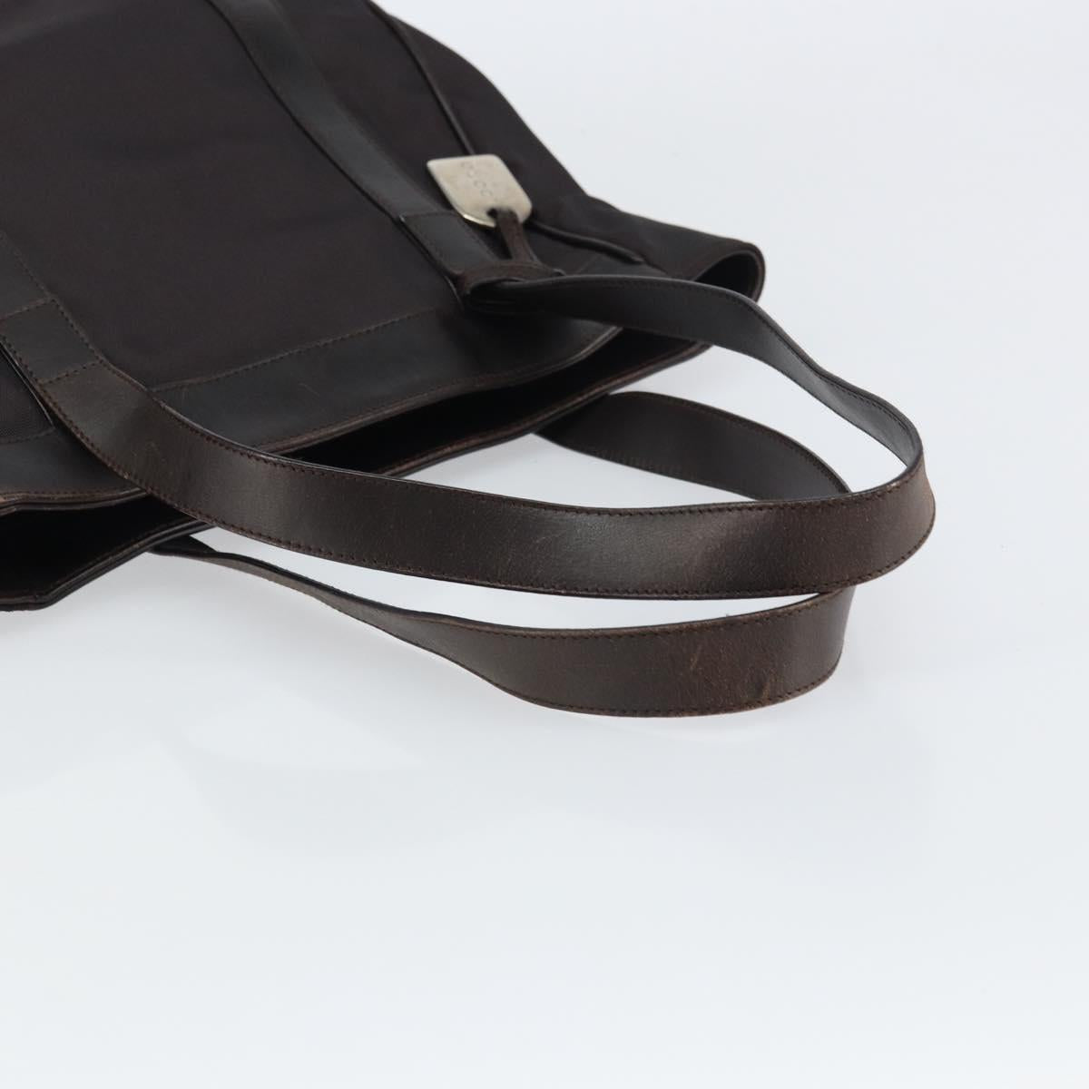 GUCCI Tote Bag Canvas Brown Silver 002 1705 0405 Auth 151538