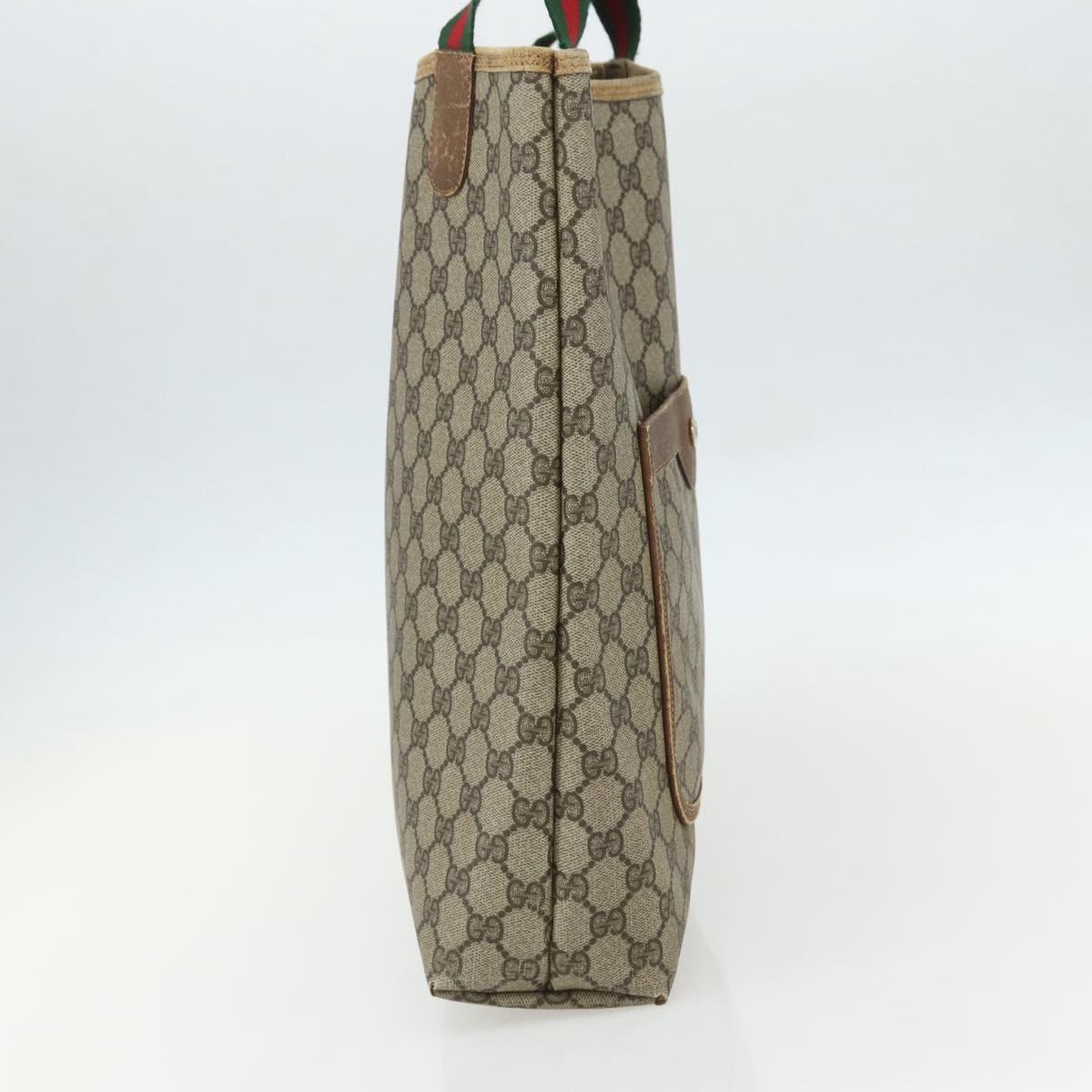 GUCCI GG Supreme Web Sherry Line Tote Bag PVC Beige Red 40 02 003 Auth 151539