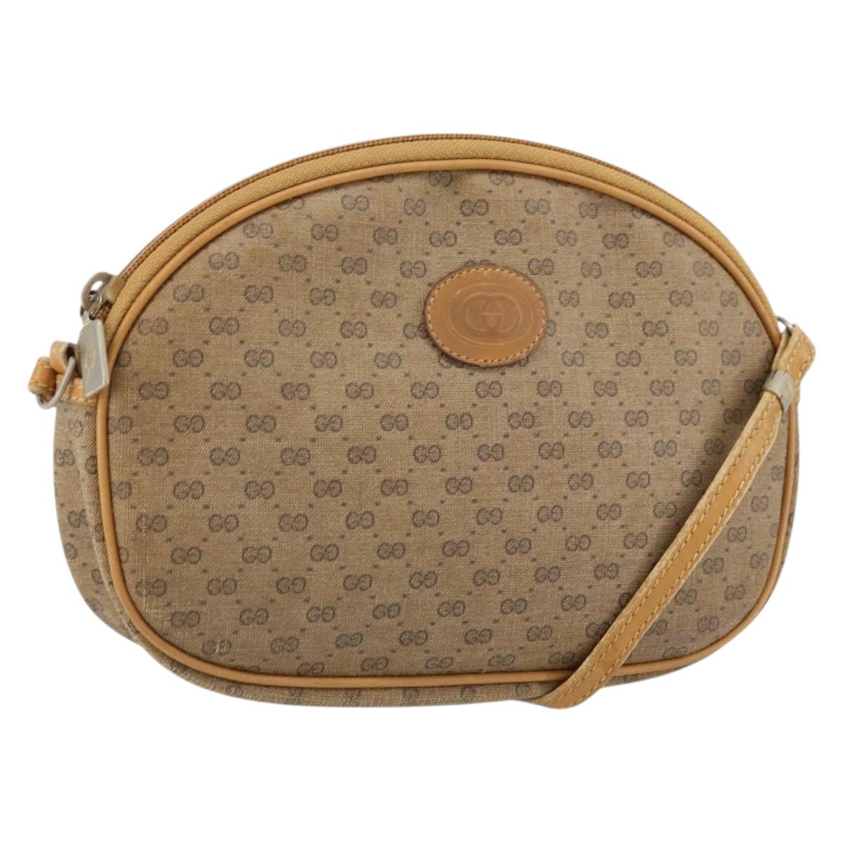 GUCCI Micro GG Supreme Shoulder Bag PVC Beige Gold 007 89 1113 Auth 151541