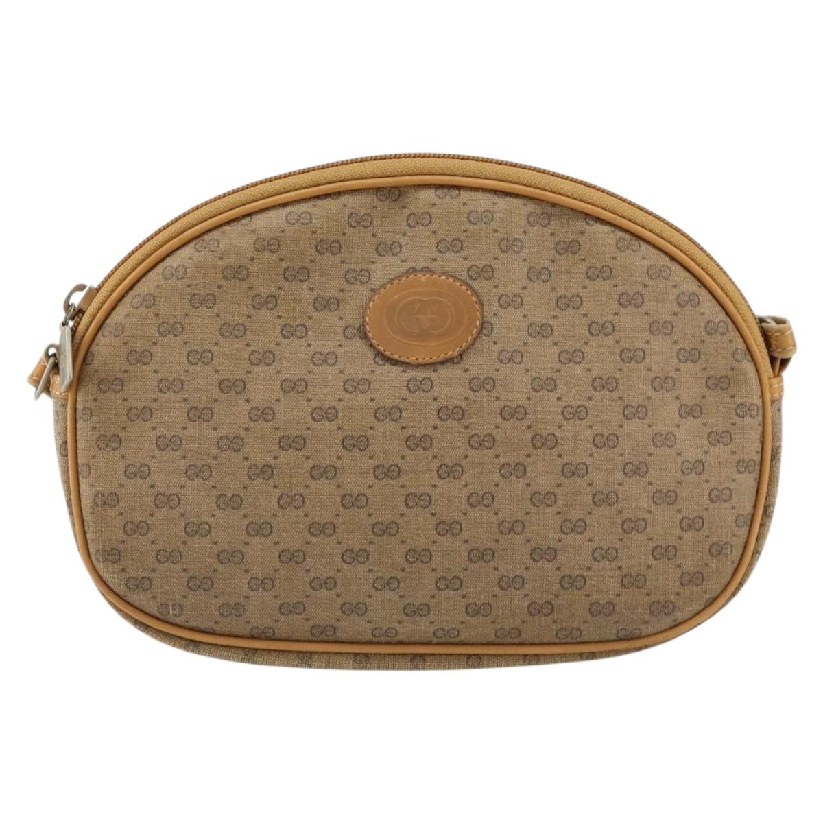 GUCCI Micro GG Supreme Shoulder Bag PVC Beige Gold 007 89 1113 Auth 151541