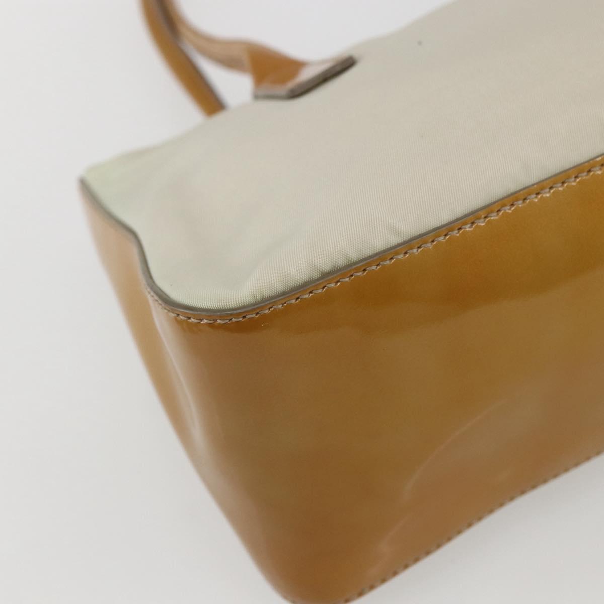 PRADA Hand Bag Nylon Beige Silver Auth 151542