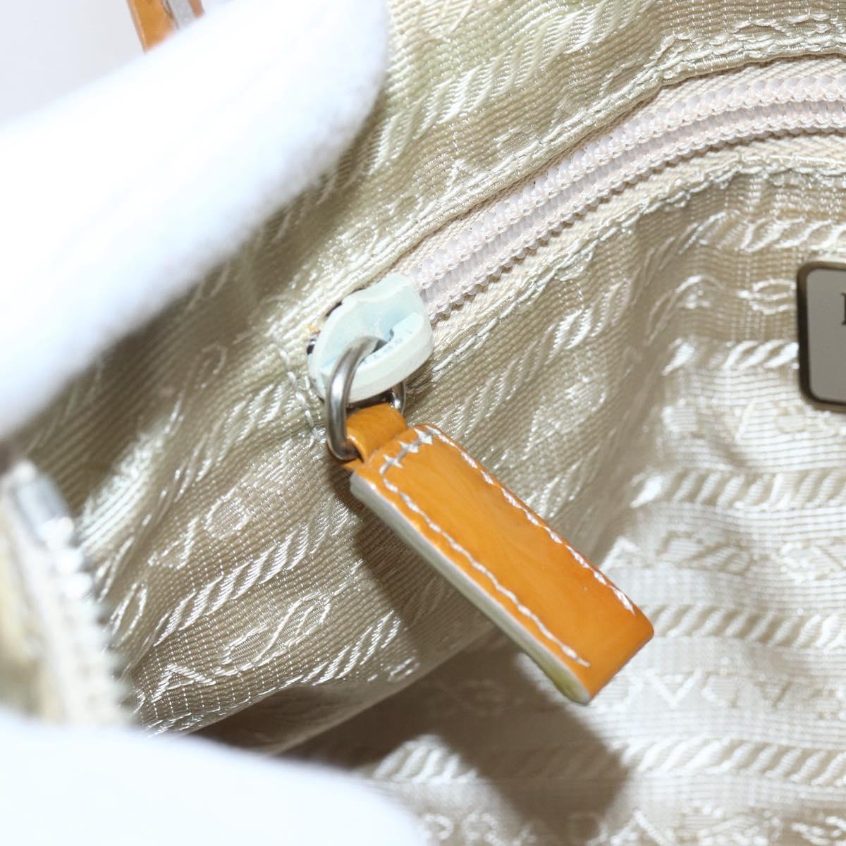 PRADA Hand Bag Nylon Beige Silver Auth 151542