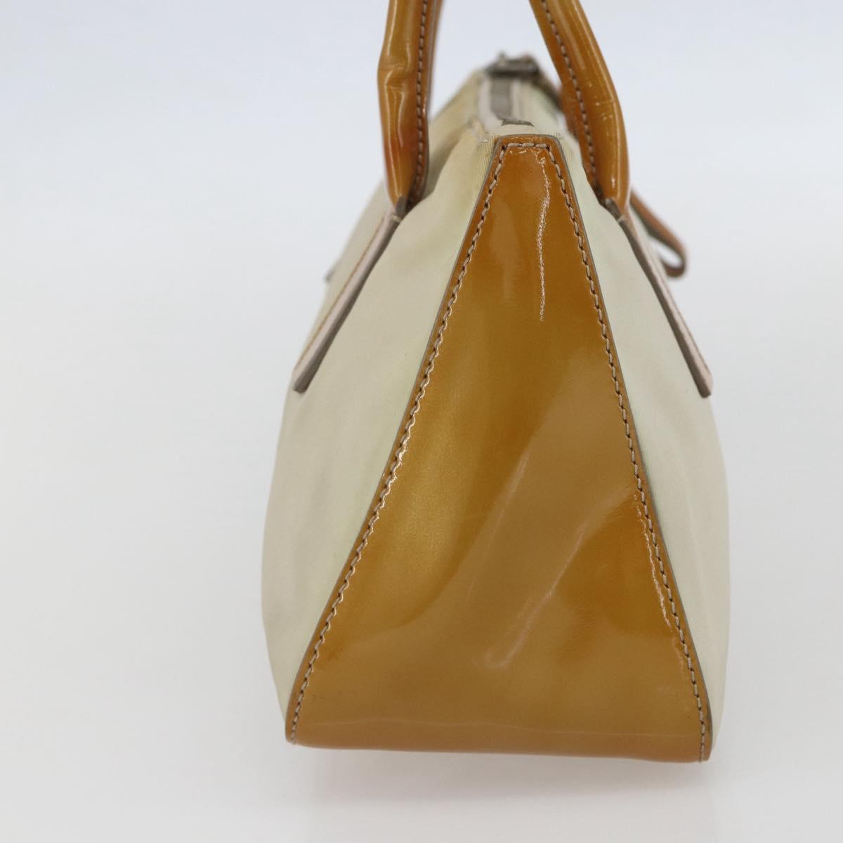 PRADA Hand Bag Nylon Beige Silver Auth 151542