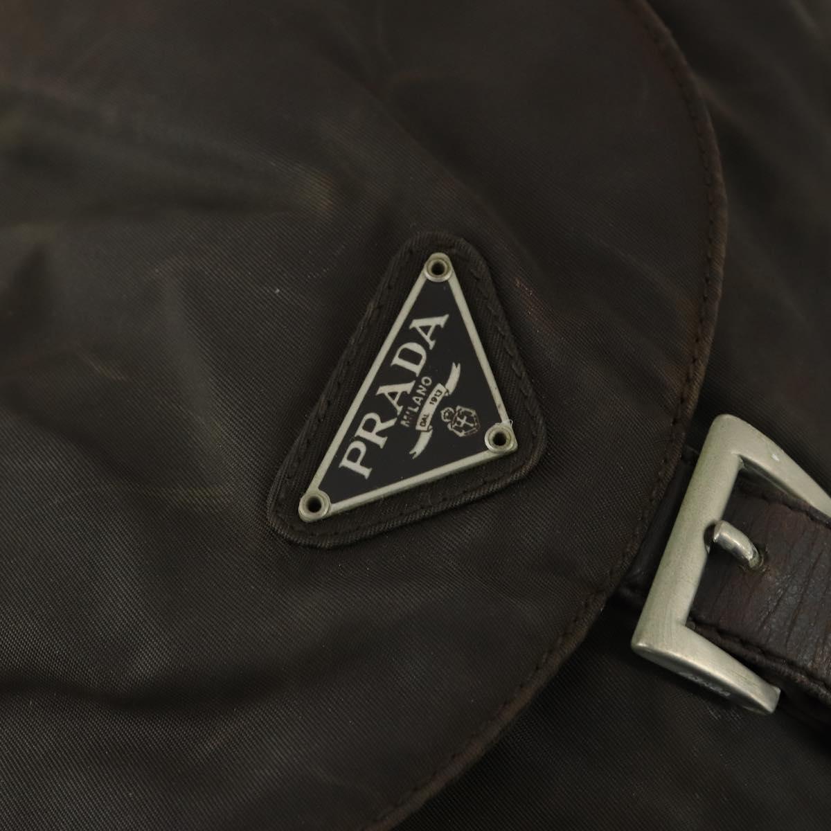 PRADA Backpack Nylon Brown Silver Auth 151544