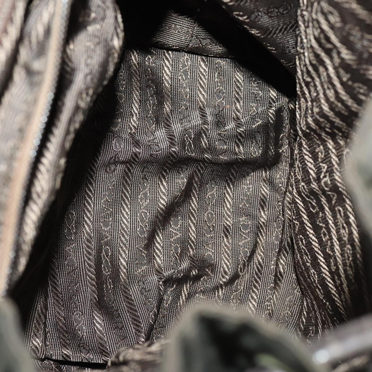 PRADA Backpack Nylon Brown Silver Auth 151544