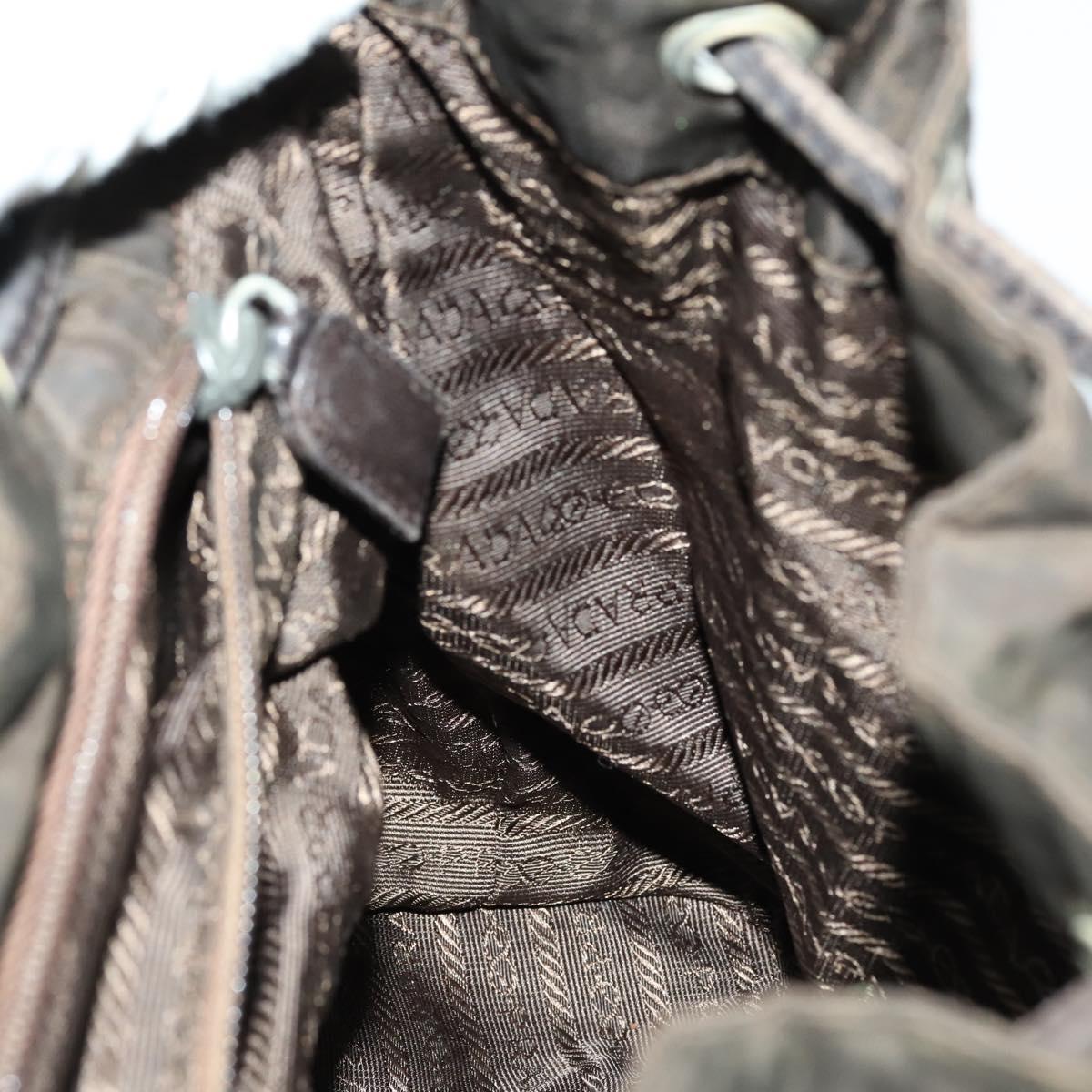 PRADA Backpack Nylon Brown Silver Auth 151544