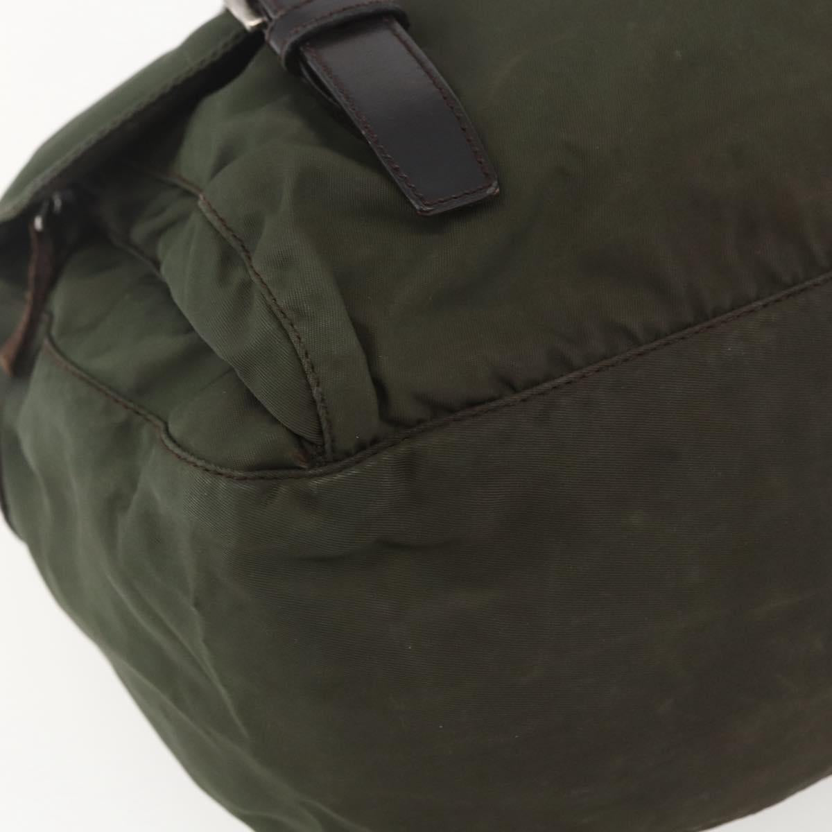 PRADA Shoulder Bag Nylon Green Silver Auth 151545
