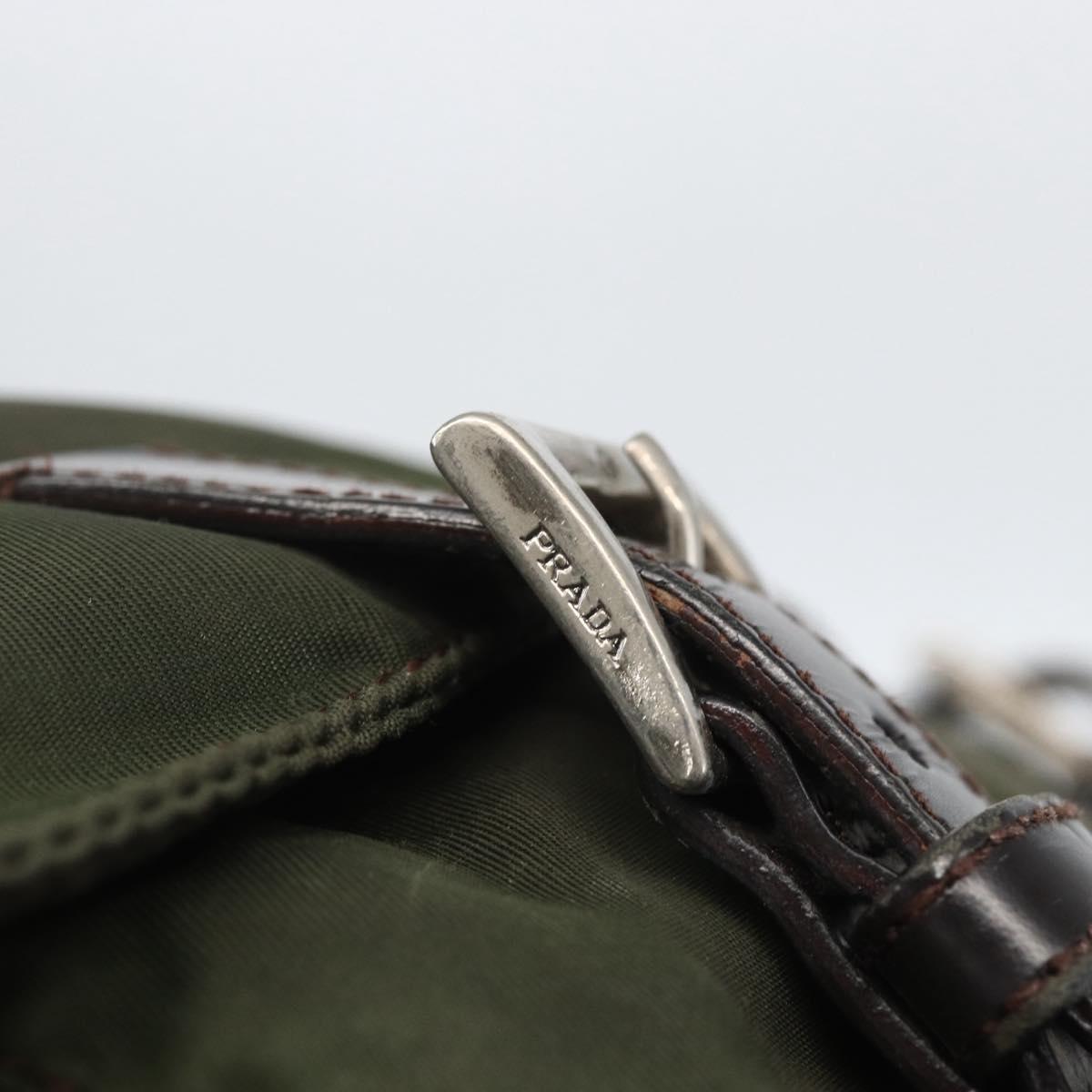 PRADA Shoulder Bag Nylon Green Silver Auth 151545