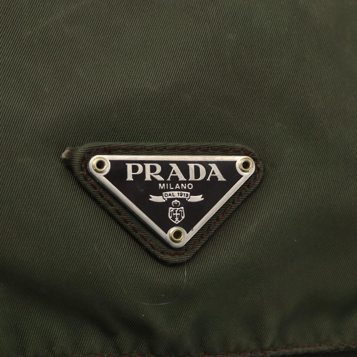PRADA Shoulder Bag Nylon Green Silver Auth 151545