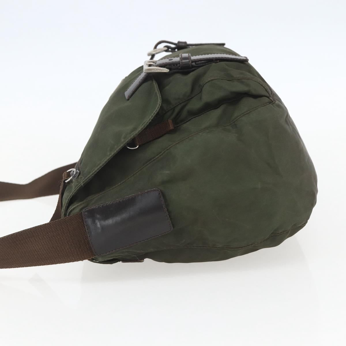 PRADA Shoulder Bag Nylon Green Silver Auth 151545