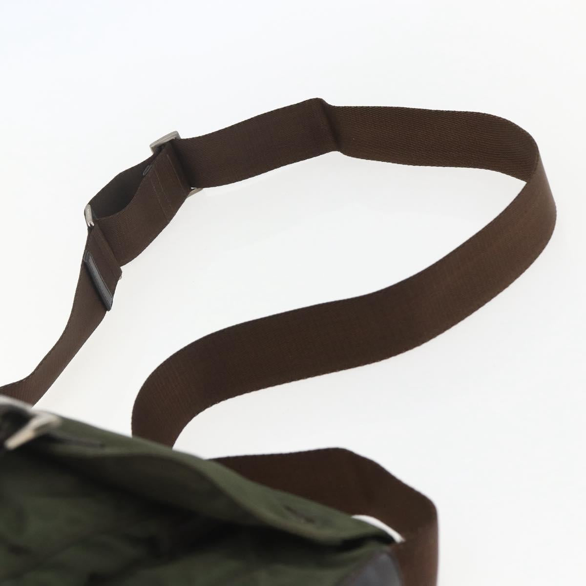 PRADA Shoulder Bag Nylon Green Silver Auth 151545