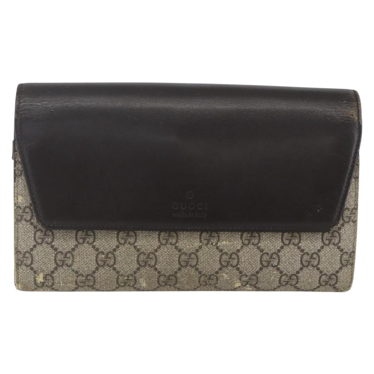 GUCCI GG Supreme Clutch Bag PVC Beige Gold 386852 Auth 151549