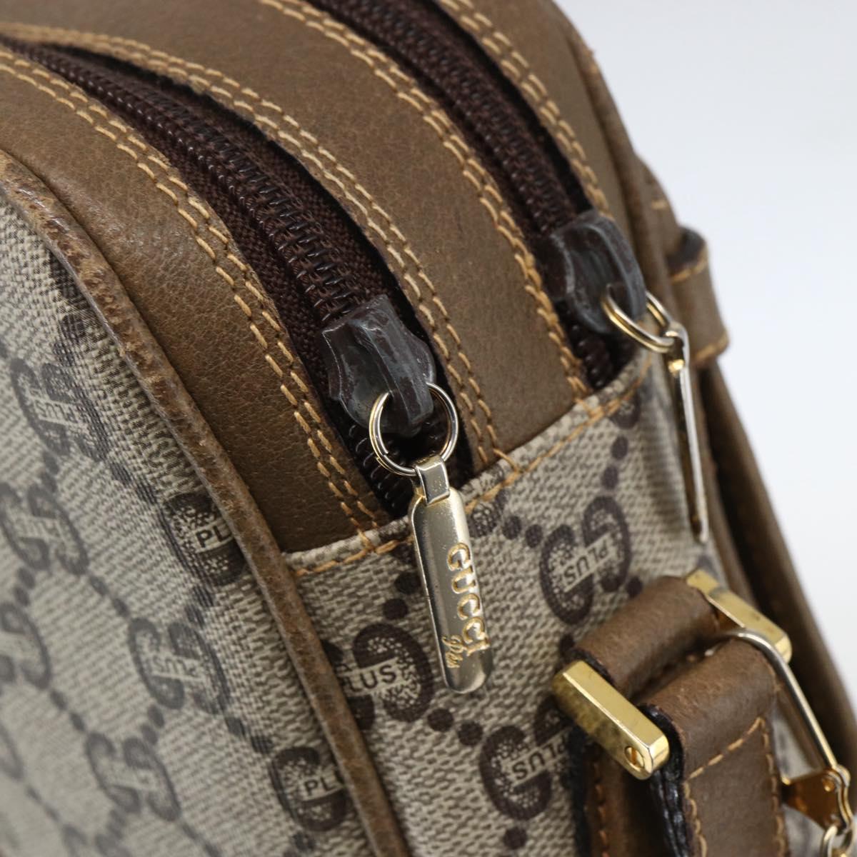 GUCCI GG Plus Supreme Shoulder Bag PVC Leather Beige Gold Auth 151550