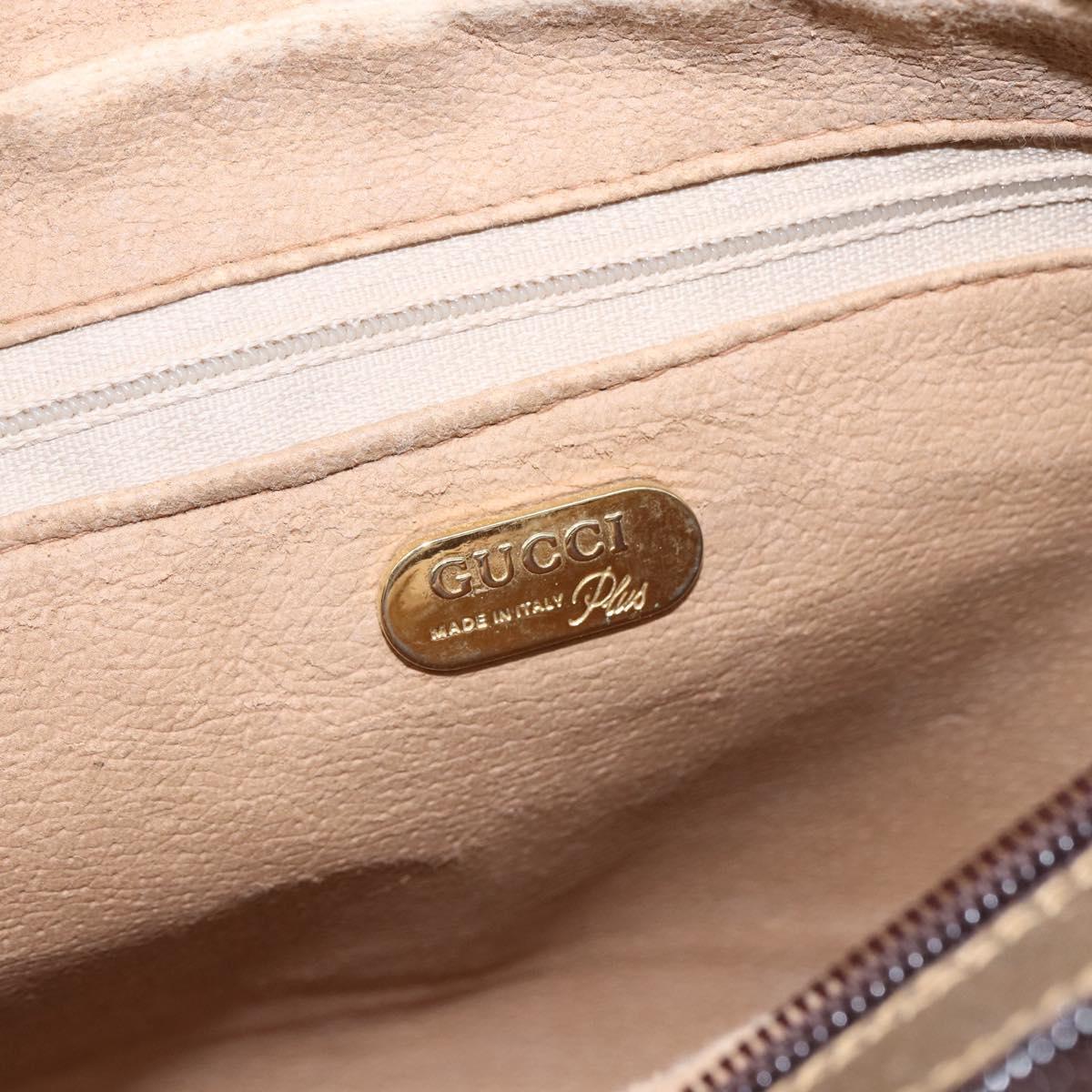 GUCCI GG Plus Supreme Shoulder Bag PVC Leather Beige Gold Auth 151550