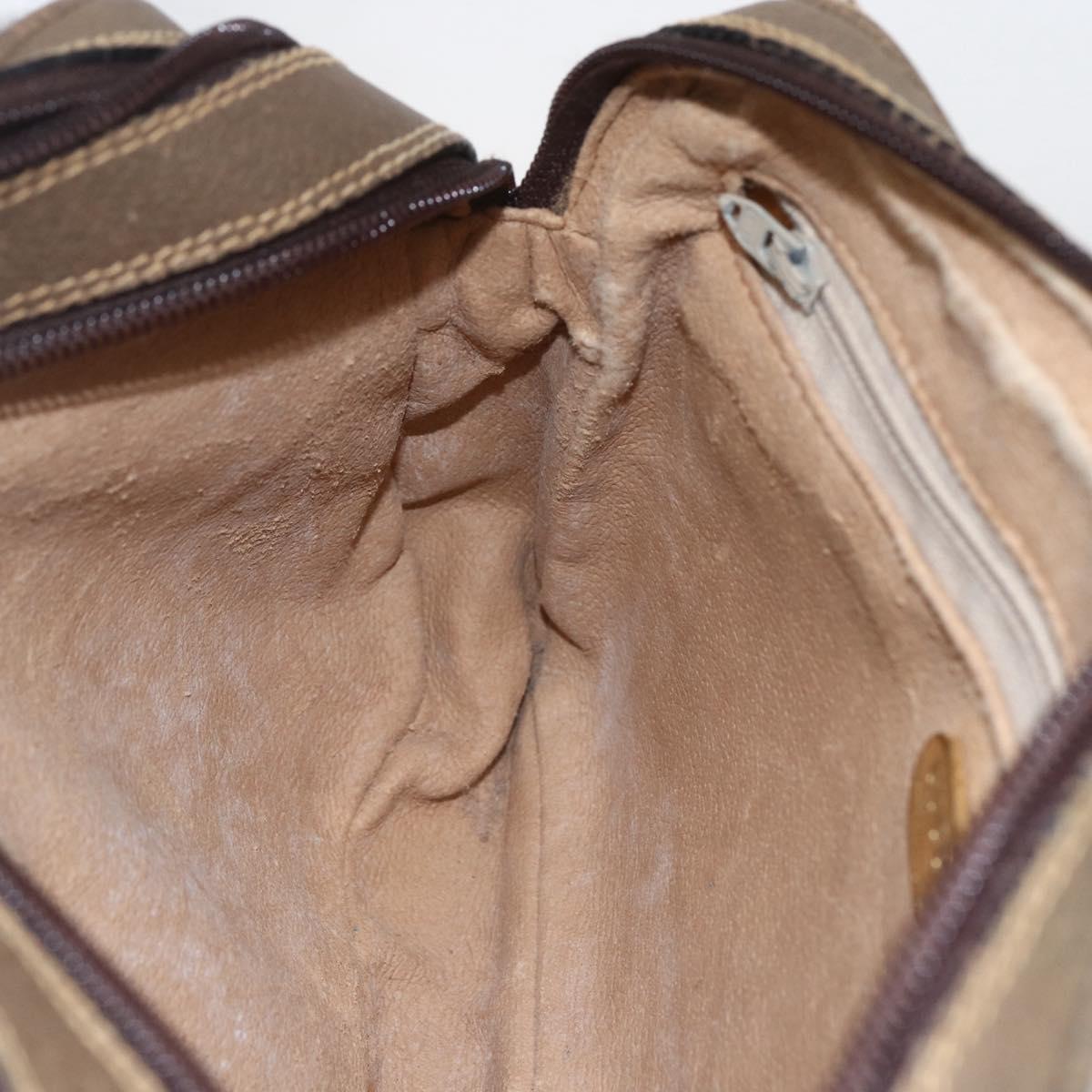 GUCCI GG Plus Supreme Shoulder Bag PVC Leather Beige Gold Auth 151550