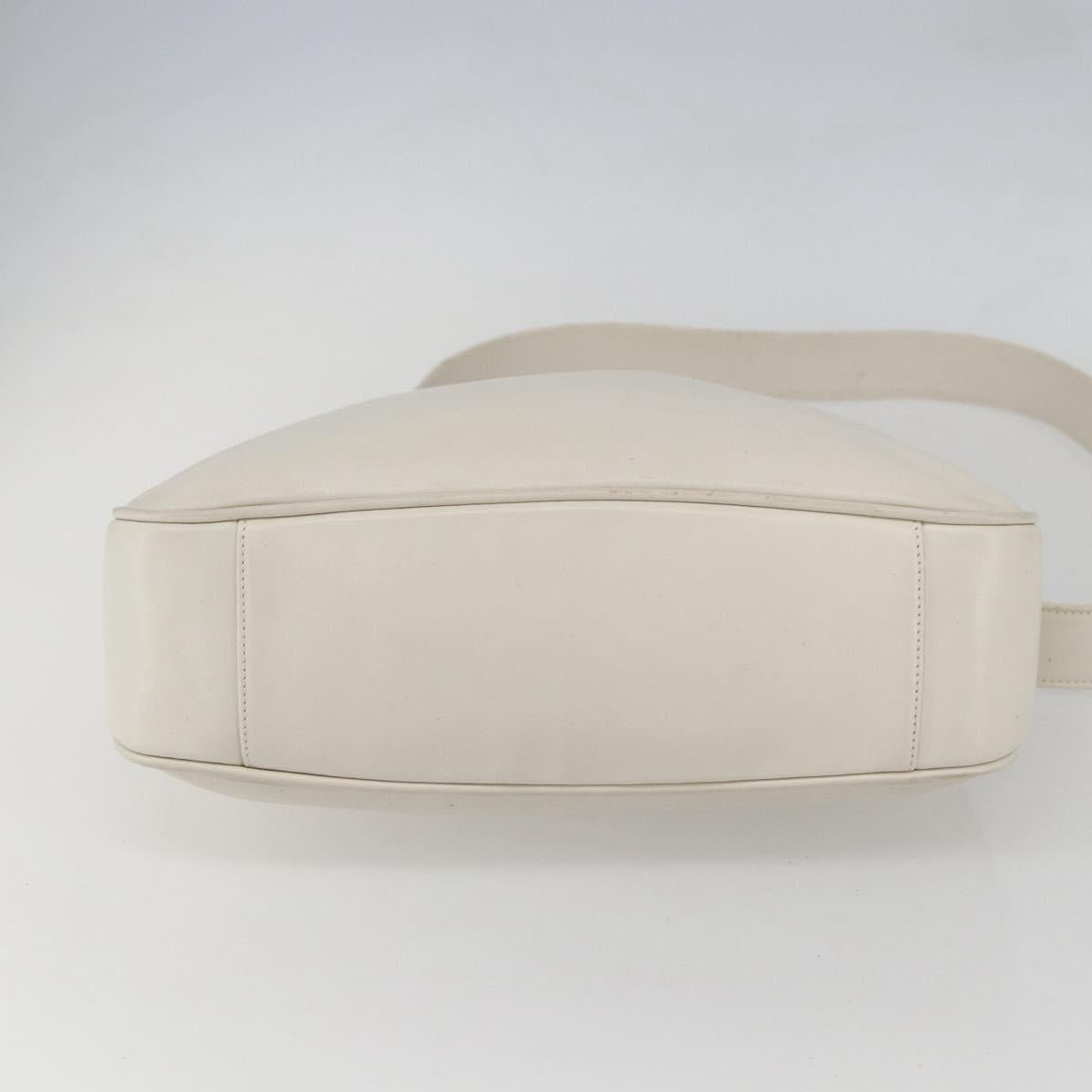 GUCCI Bamboo Shoulder Bag Leather 2way White Gold 001 3444 1638 Auth 151551